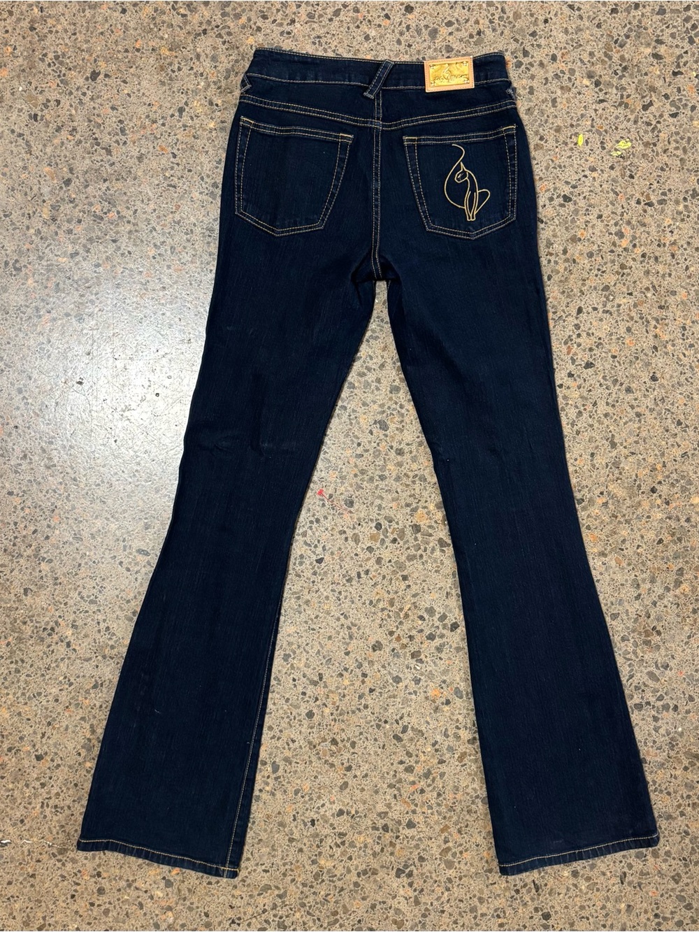 2000s Baby Phat Bootcut Jeans (1) Y2K, Flare, Embroidered, Denim, Blue, Gold - Picture 3 of 7